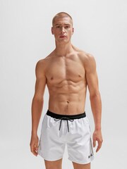 BOSS White Contrast-logo Swim Shorts In Recycled Material - Image 3 of 3