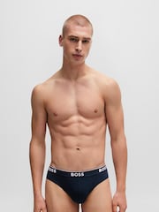 BOSS Green/Black/Black Stretch-Cotton Logo Waistband Boxer Briefs 3 Pack - Image 4 of 7