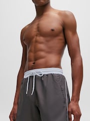 BOSS Grey Contrast-logo Swim Shorts In Recycled Material - Image 1 of 4