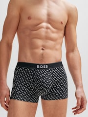 BOSS Black Cotton Stretch Printed Regular Rise Trunks - Image 1 of 5
