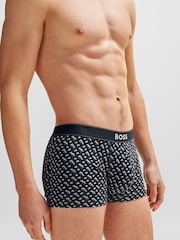 BOSS Black Cotton Stretch Printed Regular Rise Trunks - Image 2 of 5