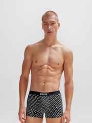 BOSS Black Cotton Stretch Printed Regular Rise Trunks - Image 3 of 5