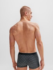 BOSS Black Cotton Stretch Printed Regular Rise Trunks - Image 4 of 5
