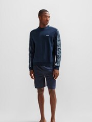 BOSS Blue Contrast Panel Logo Jersey Sweatshirt - Image 3 of 5