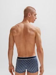 BOSS Blue Cotton Stretch Printed Regular Rise Trunks - Image 2 of 5