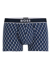 BOSS Blue Cotton Stretch Printed Regular Rise Trunks - Image 5 of 5