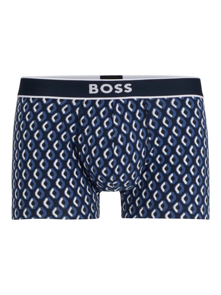 BOSS Blue Cotton Stretch Printed Regular Rise Trunks - Image 5 of 5