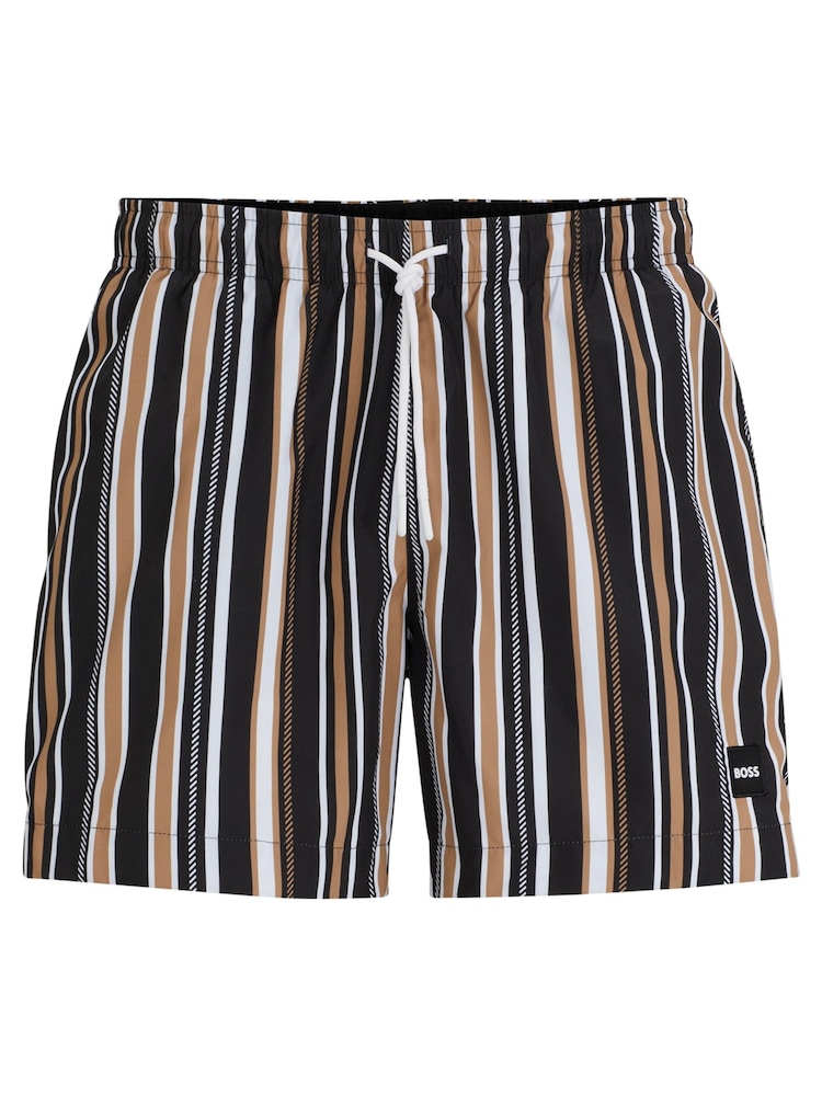 BOSS Black Striped Swim Shorts - Image 4 of 4