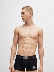 BOSS Black Stretch-cotton Trunks With Stripes And Branding - Image 1 of 5