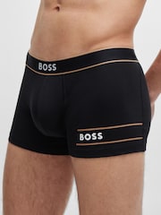 BOSS Black Stretch-cotton Trunks With Stripes And Branding - Image 3 of 5