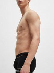 BOSS Black Stretch-cotton Trunks With Stripes And Branding - Image 4 of 5