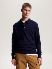 Tommy Hilfiger Blue Fine Merino Long Sleeve Polo Sweater - Image 1 of 5