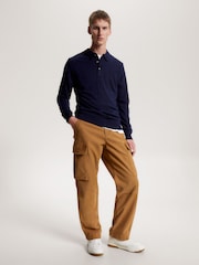 Tommy Hilfiger Blue Fine Merino Long Sleeve Polo Sweater - Image 3 of 5