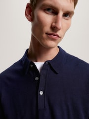 Tommy Hilfiger Blue Fine Merino Long Sleeve Polo Sweater - Image 4 of 5
