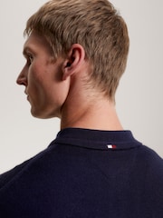 Tommy Hilfiger Blue Fine Merino Long Sleeve Polo Sweater - Image 5 of 5