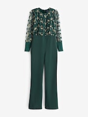 Hot Squash Green Ponte Jumpsuit with Blouson Sleeves - Image 3 of 4