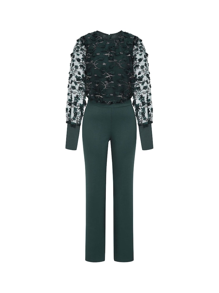 Hot Squash Green Ponte Jumpsuit with Blouson Sleeves - Image 4 of 4