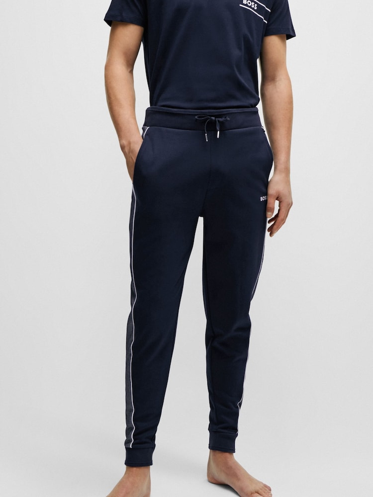 BOSS Dark Blue Contast Trim Logo Joggers - Image 1 of 5