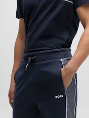 BOSS Dark Blue Contast Trim Logo Joggers - Image 4 of 5