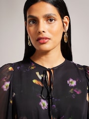 Ted Baker Nikaii Ruffle Asymmetric Mini Black Dress - Image 4 of 7
