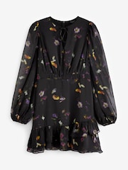 Ted Baker Nikaii Ruffle Asymmetric Mini Black Dress - Image 5 of 7