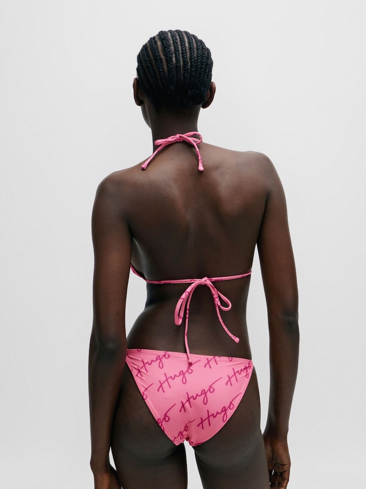 HUGO Pink Quick-Dry Bikini Bottoms With Handwritten Logos - Image 2 of 5