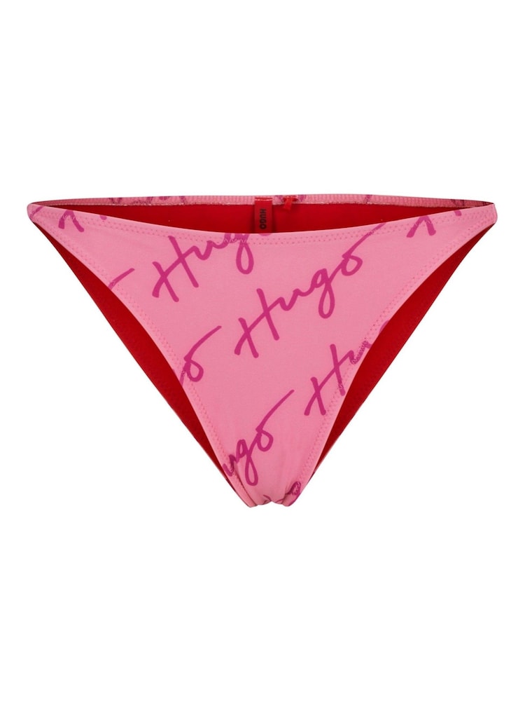 HUGO Pink Quick-Dry Bikini Bottoms With Handwritten Logos - Image 5 of 5