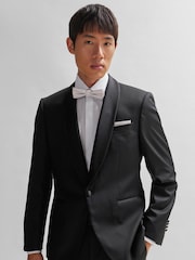 BOSS White Bow Tie and Pocket Square in Silk-Blend Jacquard - Image 4 of 4
