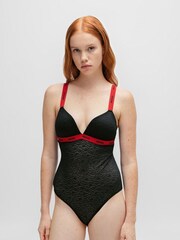 HUGO Lace Black Bodysuit with Logo Trims - Image 1 of 5
