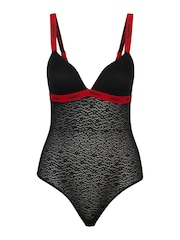 HUGO Lace Black Bodysuit with Logo Trims - Image 5 of 5
