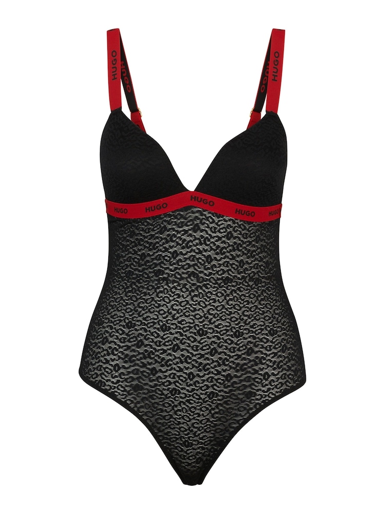 HUGO Lace Black Bodysuit with Logo Trims - Image 5 of 5