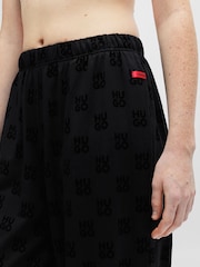 HUGO Black Joggers in stretch fabric with stacked logos - Image 3 of 6