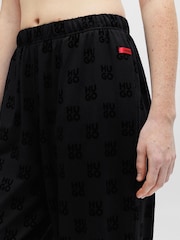 HUGO Black Joggers in stretch fabric with stacked logos - Image 5 of 6