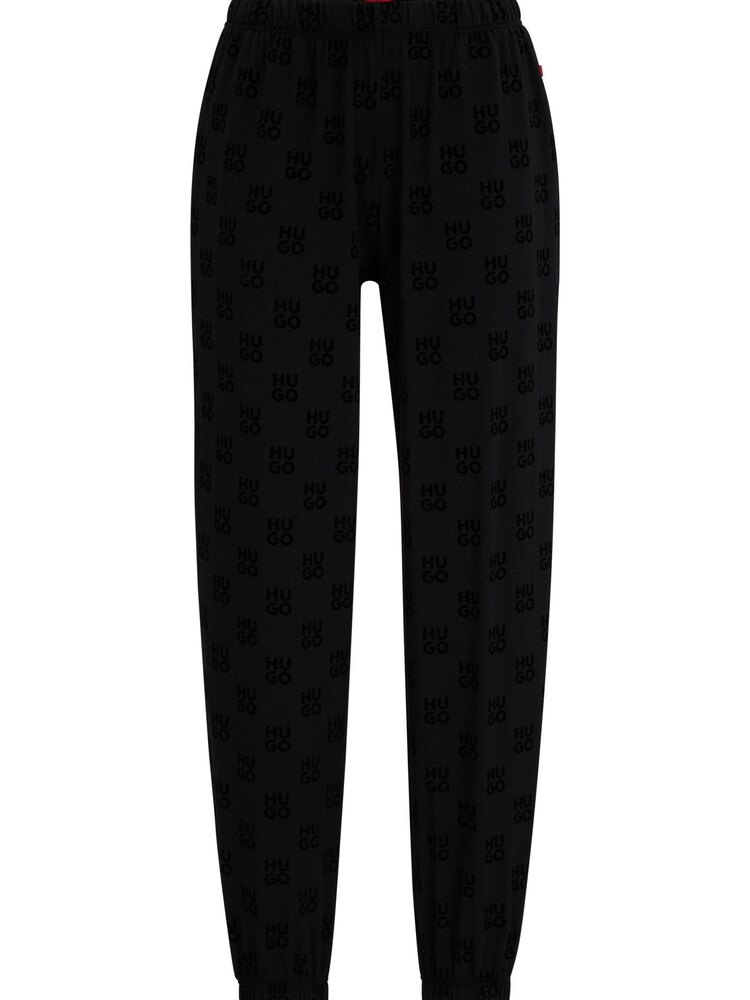 HUGO Black Joggers in stretch fabric with stacked logos - Image 6 of 6