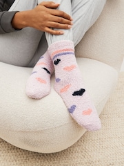 Navy/Purple Hearts Cosy Ankle Socks 4 Pack - Image 4 of 5
