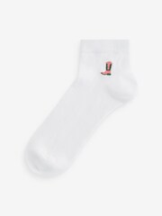 Cowgirl Embroidered Motif White Trainers Socks 4 Pack - Image 2 of 6