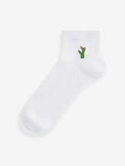 Cowgirl Embroidered Motif White Trainers Socks 4 Pack - Image 3 of 6