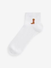 Cowgirl Embroidered Motif White Trainers Socks 4 Pack - Image 4 of 6