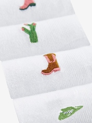 Cowgirl Embroidered Motif White Trainers Socks 4 Pack - Image 6 of 6