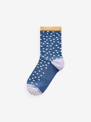 Ecru/Navy Spot Stripe Ankle Socks 5 Pack - Image 2 of 6