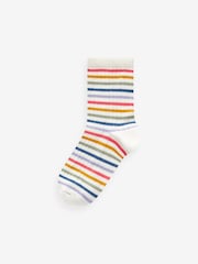 Ecru/Navy Spot Stripe Ankle Socks 5 Pack - Image 3 of 6
