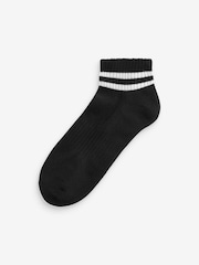 Black Stripe Cushion Sole Trainers Socks 3 Pack With Arch Support - Image 2 of 3