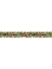 Premier Decorations Ltd Green 1.8M Natural Frosted Berry Cone Christmas Garland - Image 1 of 1