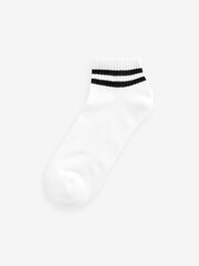 White Stripe Cushion Sole Trainers Socks 3 Pack With Arch Support - Image 2 of 2