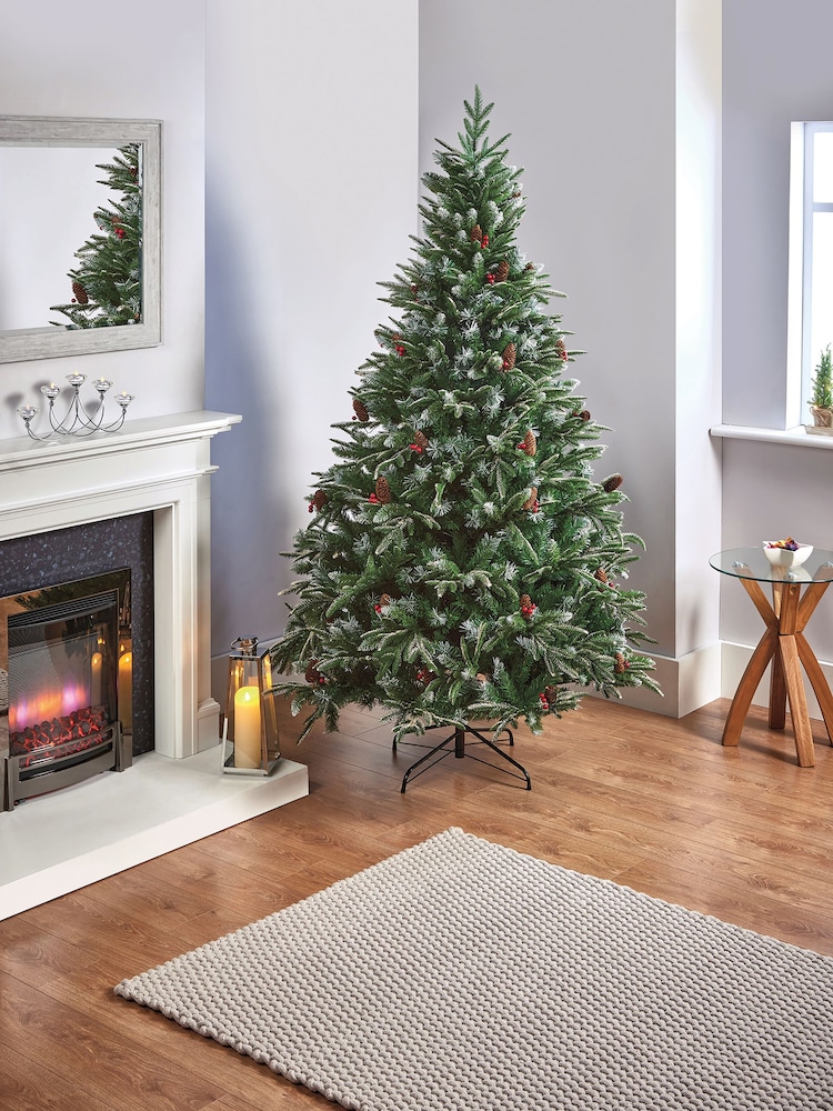 Premier Decorations Ltd Green 7ft Snowy Spruce Berry and Cone Christmas Tree - Image 1 of 4 Premier Decorations Ltd Green 7ft Snowy Spruce Berry and Cone Christmas Tree - Image 1 of 4