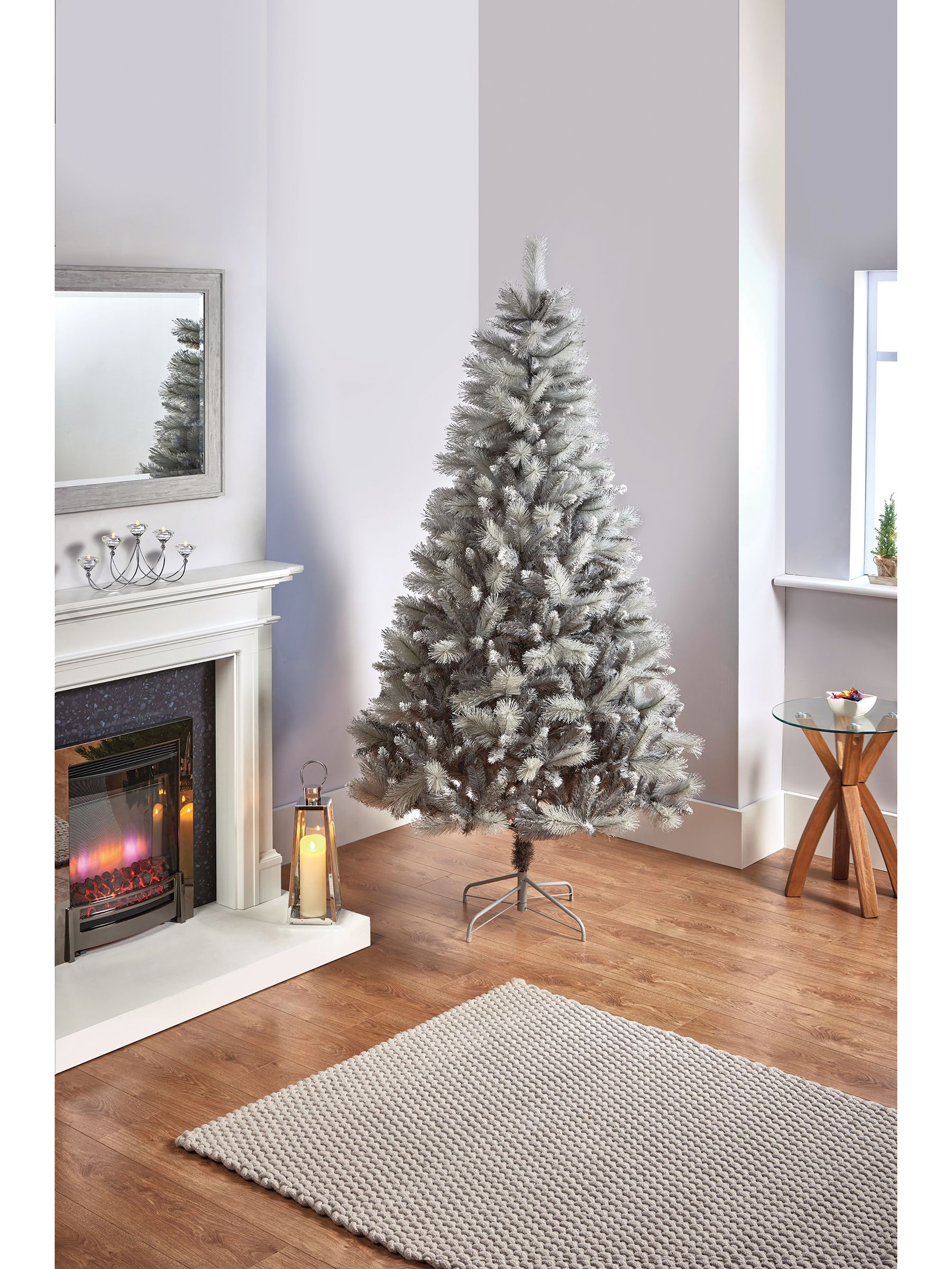 Premier Decorations Ltd Green Snowy 6FT Silver Tipped Fir PVC Christmas Tree - Image 1 of 4