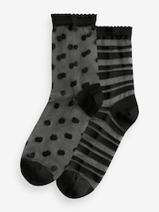 Black Sheer Ankle Socks 2 Pack - Image 1 of 5