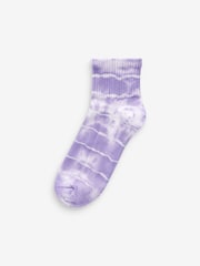Pink/Lilac/Teal Tie Dye Cushion Sole Cropped Ankle Socks 3 Pack - Image 2 of 4