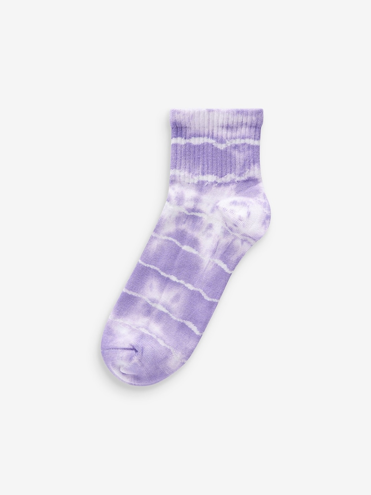 Pink/Lilac/Teal Tie Dye Cushion Sole Cropped Ankle Socks 3 Pack - Image 2 of 4