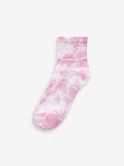 Pink/Lilac/Teal Tie Dye Cushion Sole Cropped Ankle Socks 3 Pack - Image 3 of 4